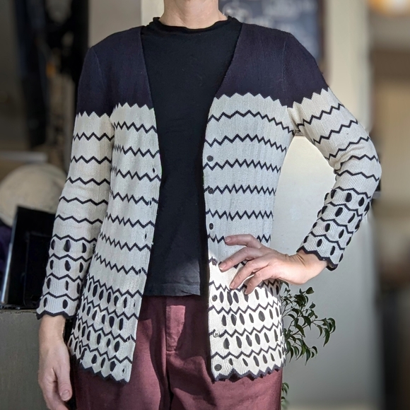 TORY BURCH silk cardigan sweater M L - Picture 2 of 12